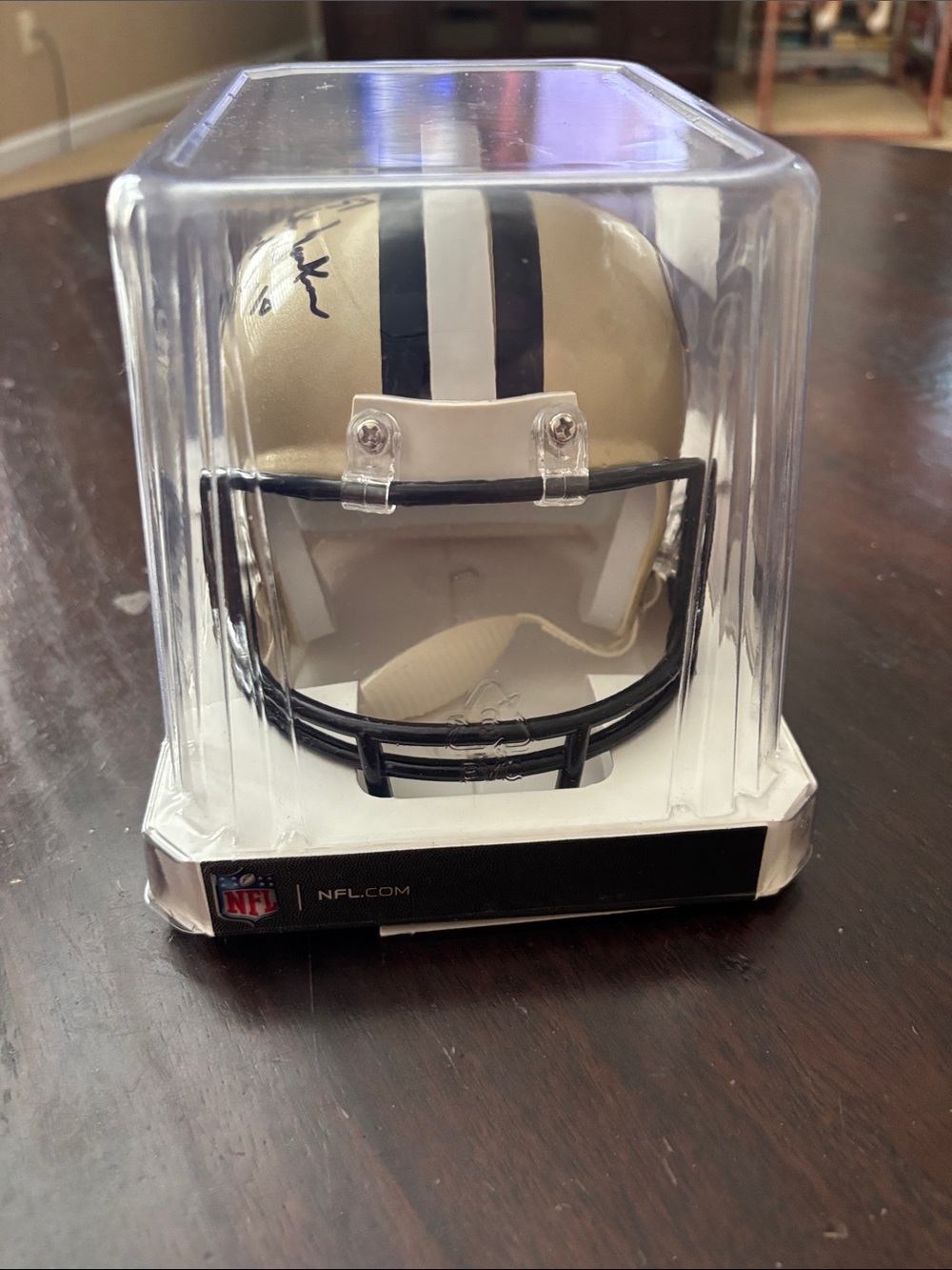 NFL Saints Mini Football Helmet - Gold and Black Accent signed